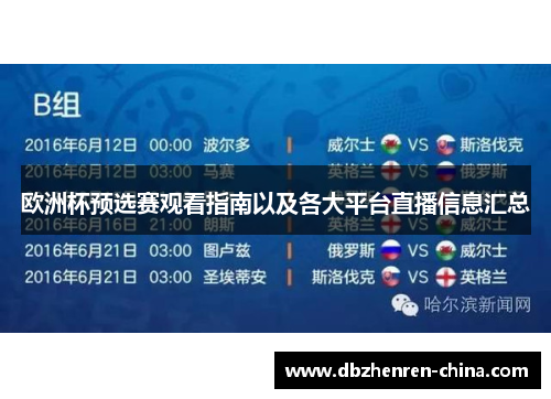 欧洲杯预选赛观看指南以及各大平台直播信息汇总
